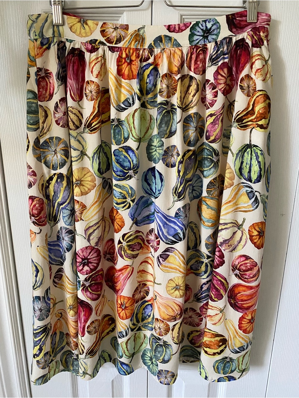ModCloth Fall Colourful Pumpkins Gourds Print Midi Skirt Full gathered Size XL - Picture 1 of 13